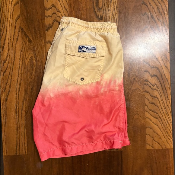 Stylish Coral and Cream Swim Trunks - Picture 2 of 3